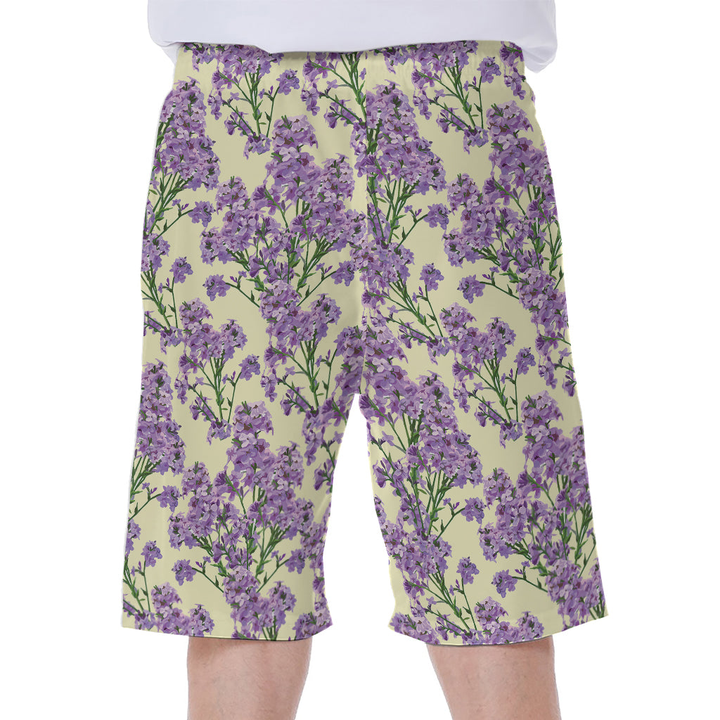 Watercolor Lavender Pattern Print Men's Beach Shorts