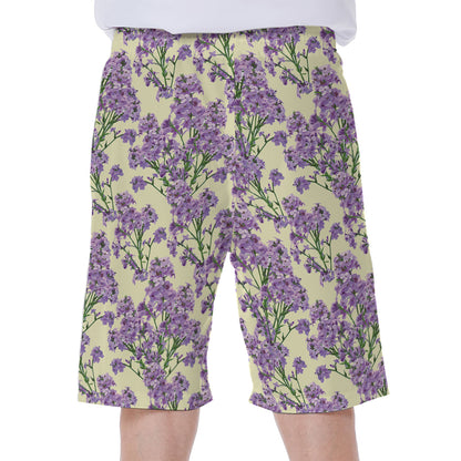 Watercolor Lavender Pattern Print Men's Beach Shorts