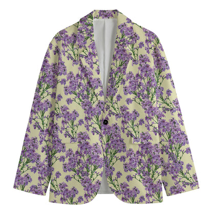 Watercolor Lavender Pattern Print Men's Blazer