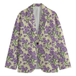 Watercolor Lavender Pattern Print Men's Blazer
