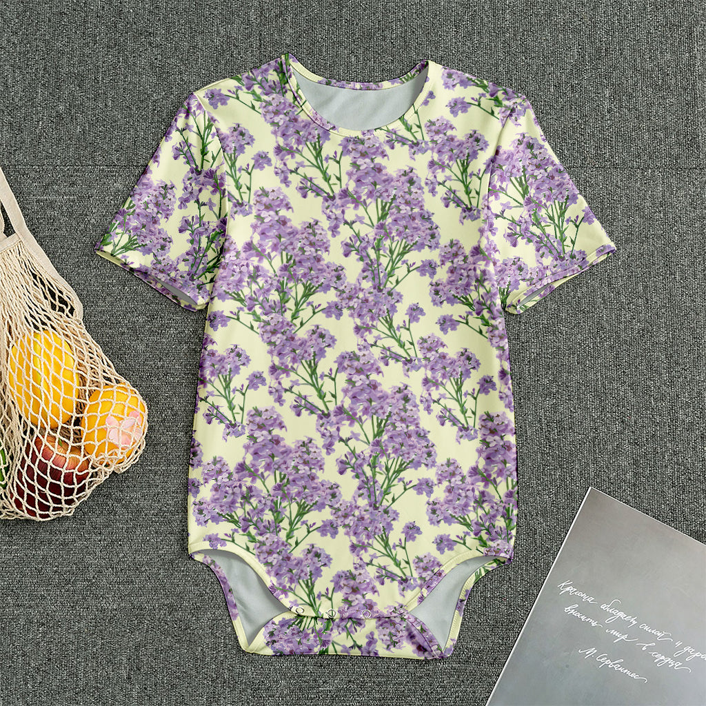 Watercolor Lavender Pattern Print Men's Bodysuit