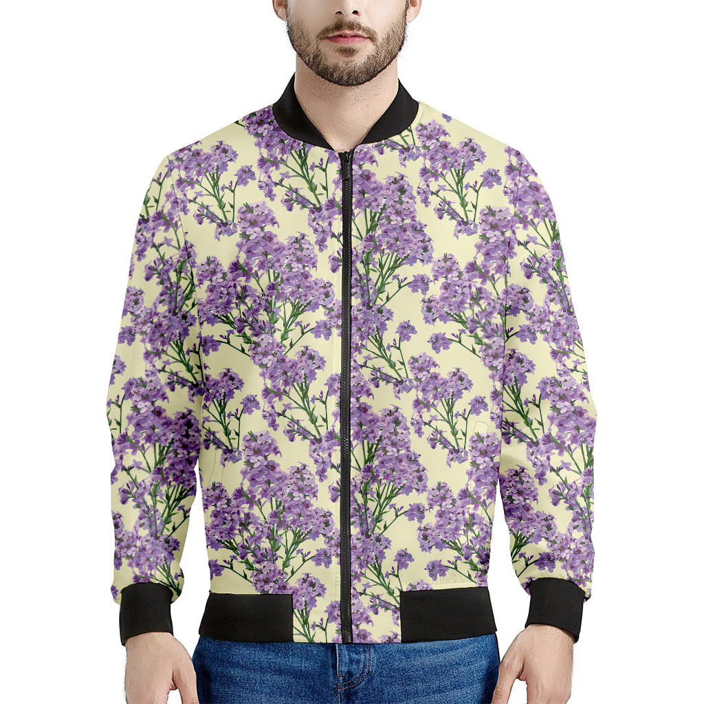Watercolor Lavender Pattern Print Men's Bomber Jacket
