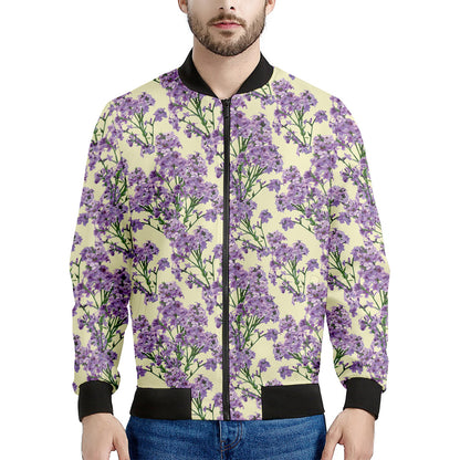 Watercolor Lavender Pattern Print Men's Bomber Jacket