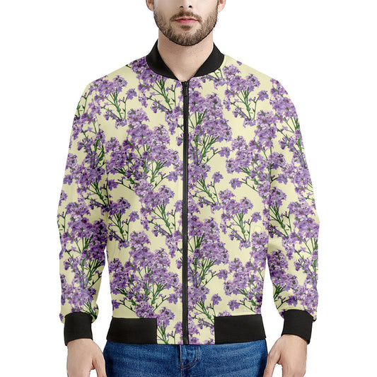 Watercolor Lavender Pattern Print Men's Bomber Jacket