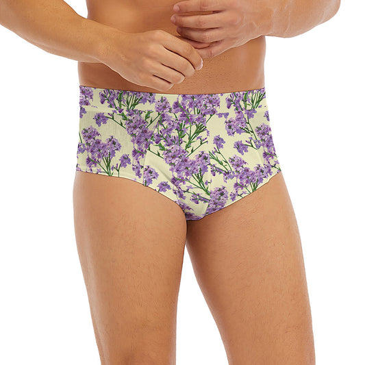 Watercolor Lavender Pattern Print Men's Briefs