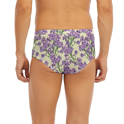 Watercolor Lavender Pattern Print Men's Briefs