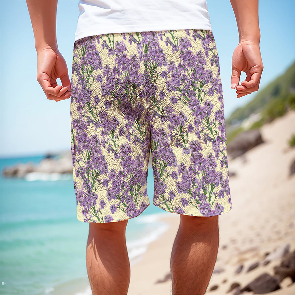 Watercolor Lavender Pattern Print Men's Cargo Shorts