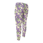 Watercolor Lavender Pattern Print Men's Compression Pants