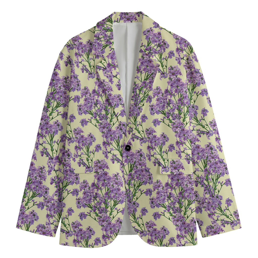 Watercolor Lavender Pattern Print Men's Cotton Blazer