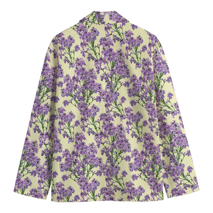 Watercolor Lavender Pattern Print Men's Cotton Blazer