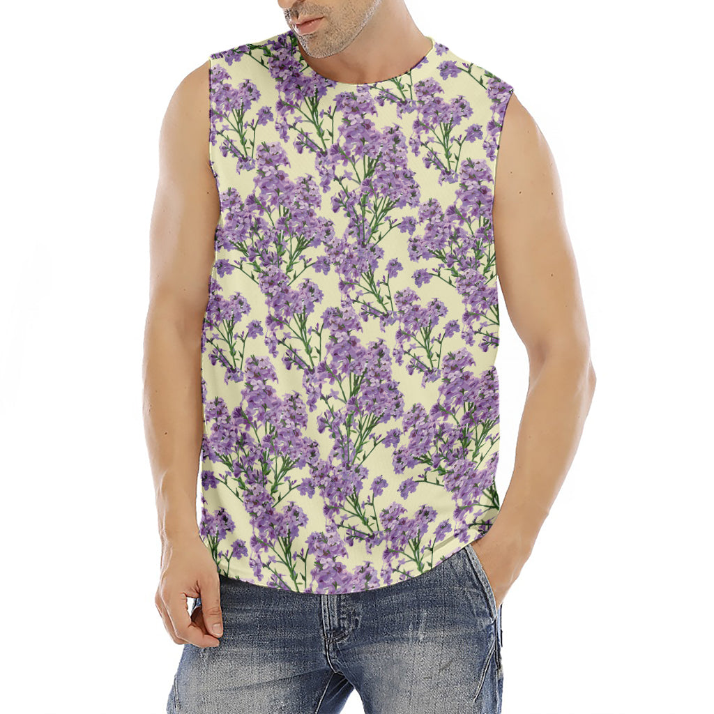Watercolor Lavender Pattern Print Men's Fitness Tank Top