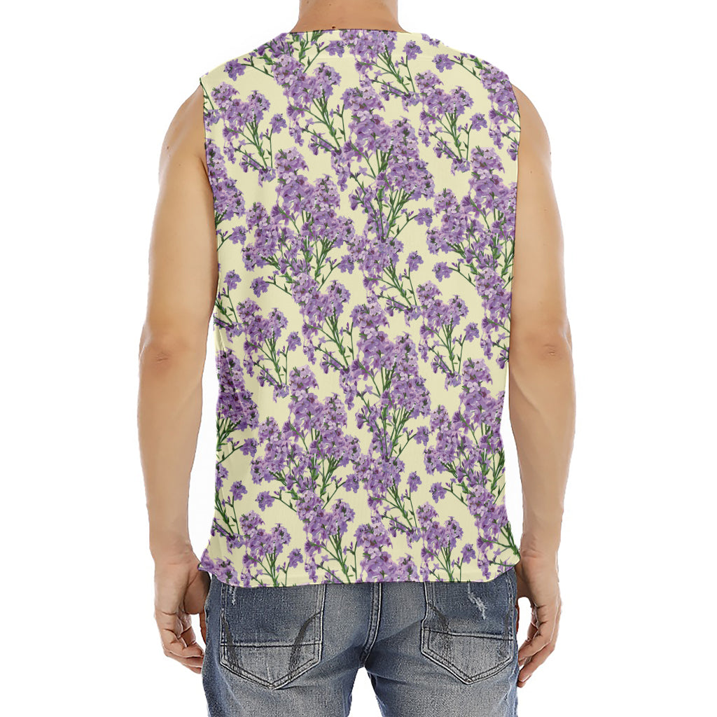 Watercolor Lavender Pattern Print Men's Fitness Tank Top