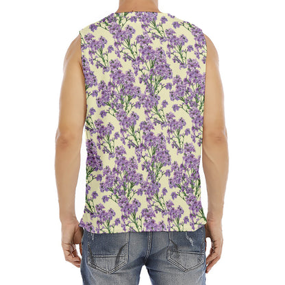 Watercolor Lavender Pattern Print Men's Fitness Tank Top
