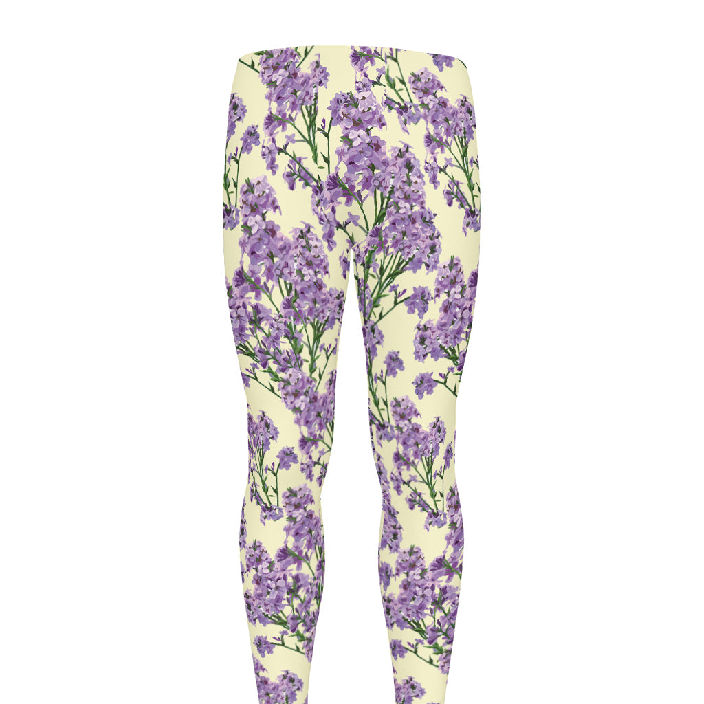 Watercolor Lavender Pattern Print Men's leggings
