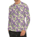 Watercolor Lavender Pattern Print Men's Long Sleeve Rash Guard