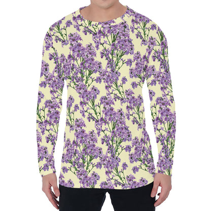 Watercolor Lavender Pattern Print Men's Long Sleeve T-Shirt