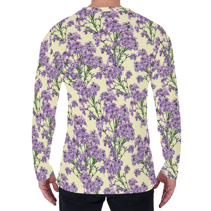 Watercolor Lavender Pattern Print Men's Long Sleeve T-Shirt