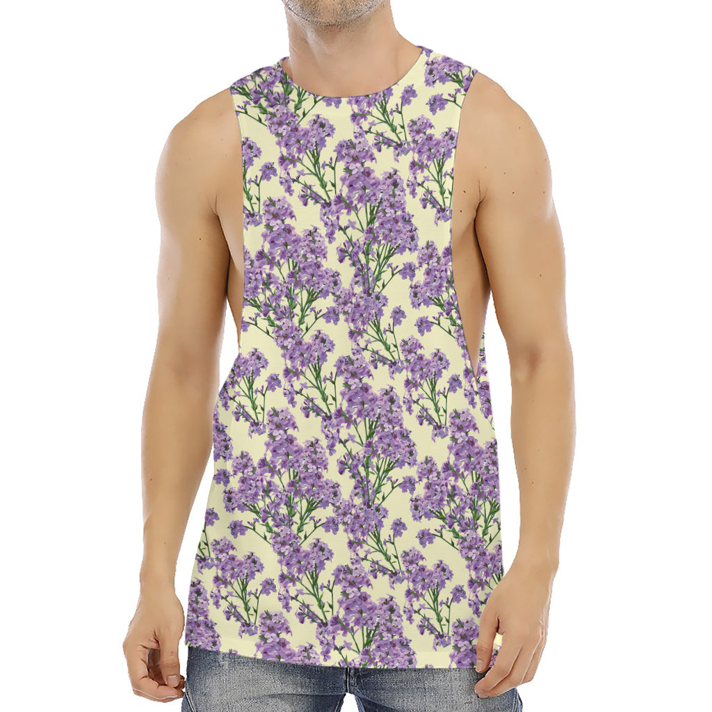 Watercolor Lavender Pattern Print Men's Muscle Tank Top