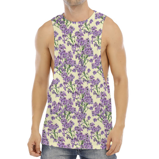 Watercolor Lavender Pattern Print Men's Muscle Tank Top