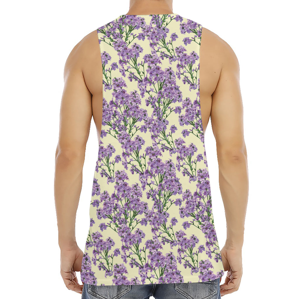 Watercolor Lavender Pattern Print Men's Muscle Tank Top