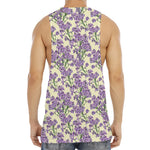 Watercolor Lavender Pattern Print Men's Muscle Tank Top