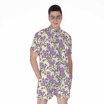 Watercolor Lavender Pattern Print Men's Rompers