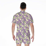 Watercolor Lavender Pattern Print Men's Rompers