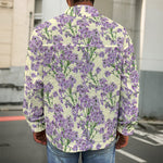 Watercolor Lavender Pattern Print Men's Shirt Jacket