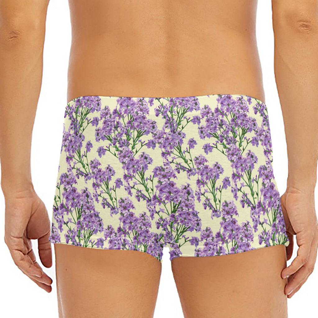 Watercolor Lavender Pattern Print Men's Short Boxer Briefs