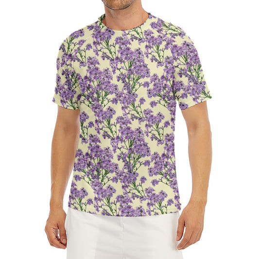 Watercolor Lavender Pattern Print Men's Short Sleeve Rash Guard