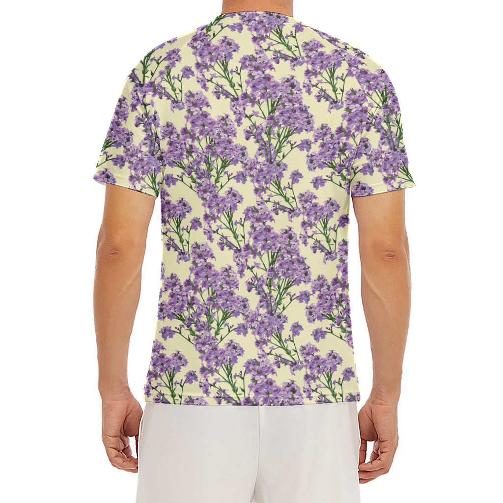 Watercolor Lavender Pattern Print Men's Short Sleeve Rash Guard