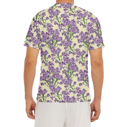 Watercolor Lavender Pattern Print Men's Short Sleeve Rash Guard