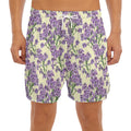 Watercolor Lavender Pattern Print Men's Split Running Shorts