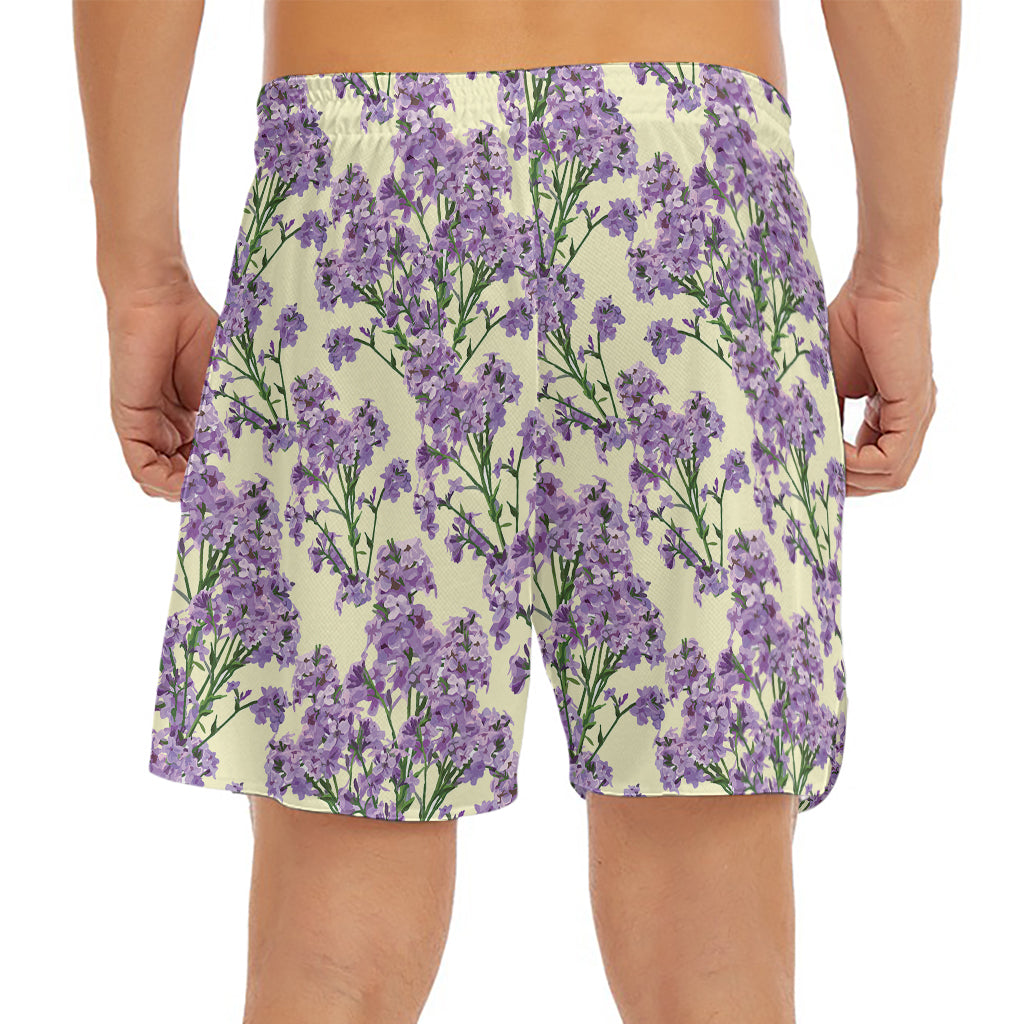 Watercolor Lavender Pattern Print Men's Split Running Shorts