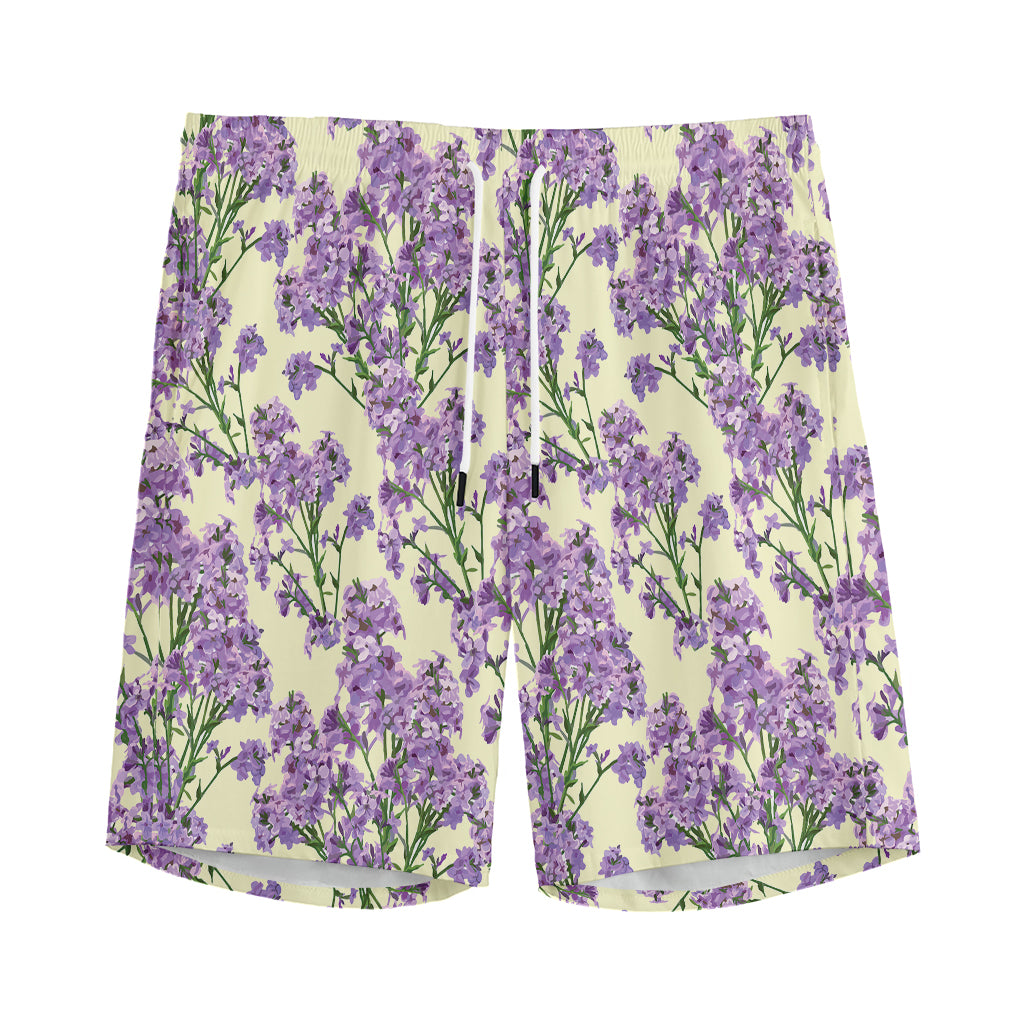 Watercolor Lavender Pattern Print Men's Sports Shorts
