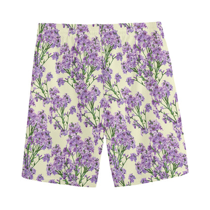 Watercolor Lavender Pattern Print Men's Sports Shorts