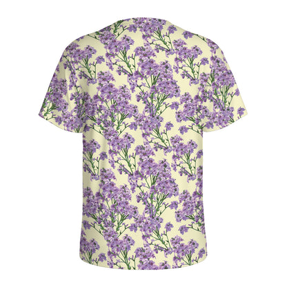 Watercolor Lavender Pattern Print Men's Sports T-Shirt