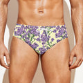 Watercolor Lavender Pattern Print Men's Swim Briefs