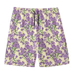 Watercolor Lavender Pattern Print Men's Swim Trunks