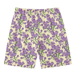 Watercolor Lavender Pattern Print Men's Swim Trunks