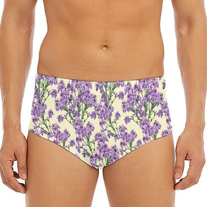 Watercolor Lavender Pattern Print Men's Triangle Swim Briefs
