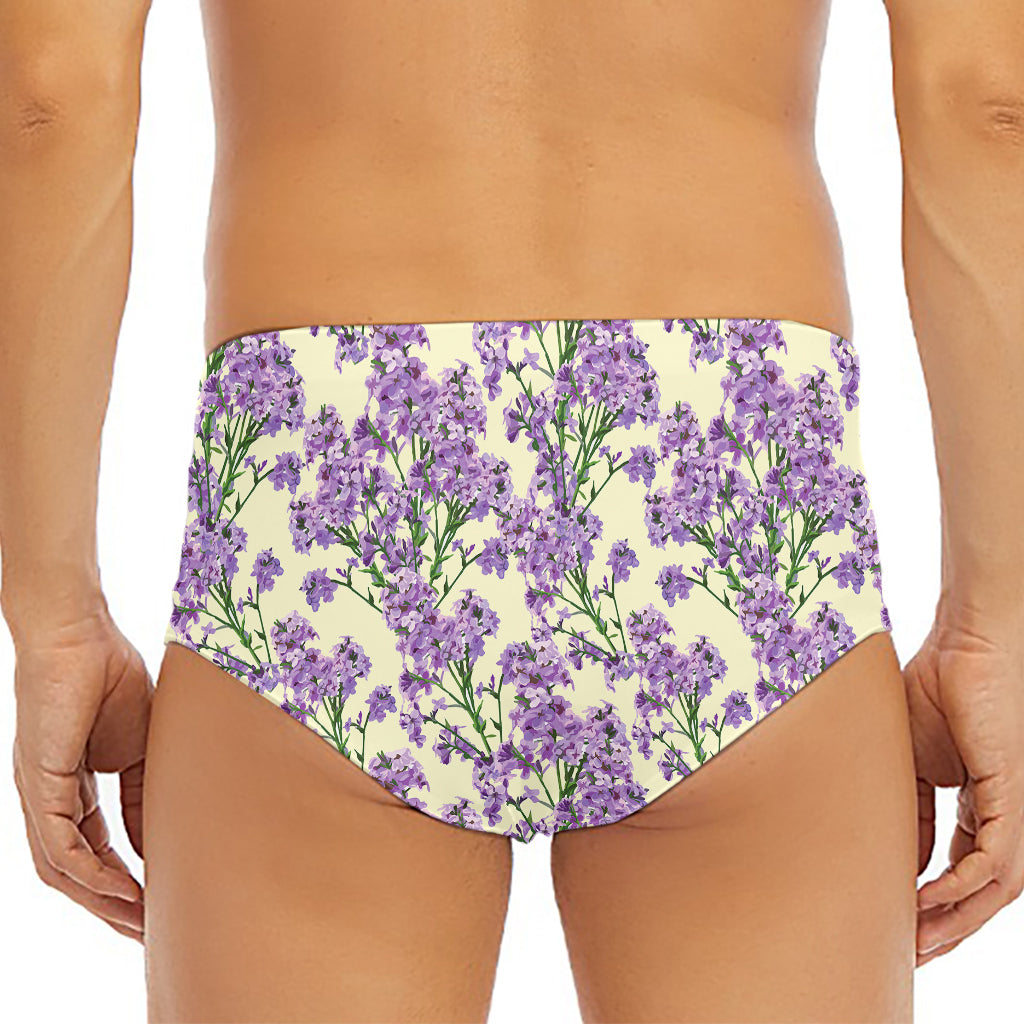 Watercolor Lavender Pattern Print Men's Triangle Swim Briefs