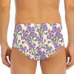 Watercolor Lavender Pattern Print Men's Triangle Swim Briefs