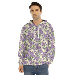 Watercolor Lavender Pattern Print Men's Velvet Pullover Hoodie