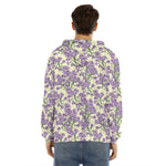 Watercolor Lavender Pattern Print Men's Velvet Pullover Hoodie
