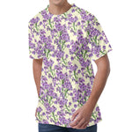 Watercolor Lavender Pattern Print Men's Velvet T-Shirt