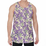 Watercolor Lavender Pattern Print Men's Velvet Tank Top