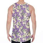 Watercolor Lavender Pattern Print Men's Velvet Tank Top