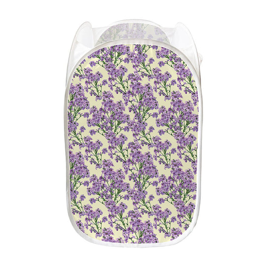 Watercolor Lavender Pattern Print Mesh Laundry Hamper