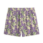 Watercolor Lavender Pattern Print Mesh Shorts